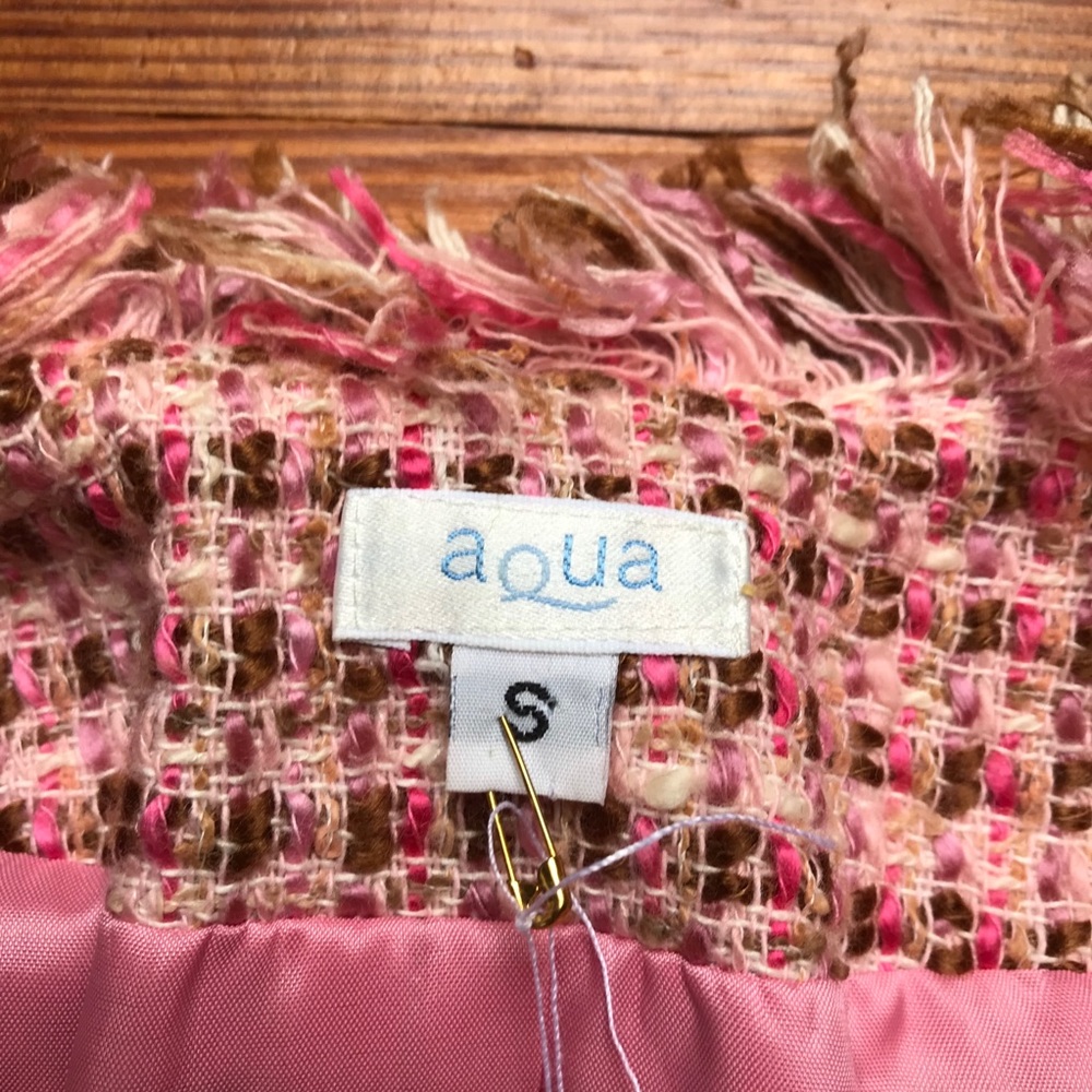 Aqua Pink Tweed Fringe Jacket, EUC, S - Picture 5 of 14
